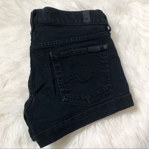 7 for all Mankind Black Denim Shorts - Picture 3 of 5